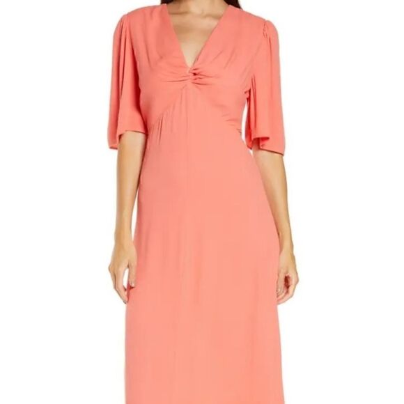 Chelsea 28 Ladies Coral Midi Twist Front Dress - Size Medium - Picture 6 of 10